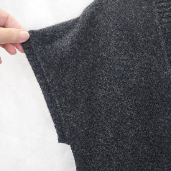 Leslie Fay Cashmere Sweater M Tunic Ruffle Hem Short Sleeve Dark Grey Mini Dress - Picture 4 of 10